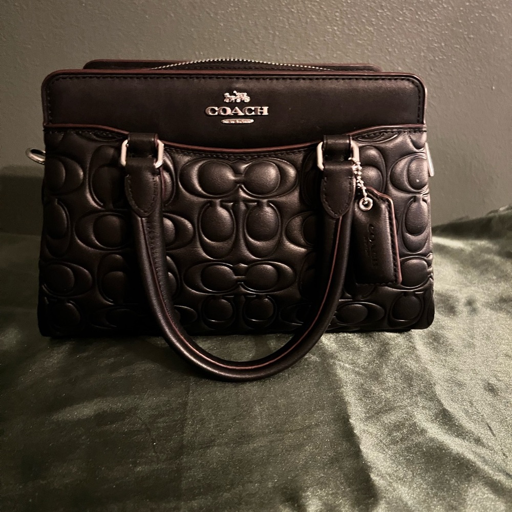 Coach Black Embossed Leather Handbag